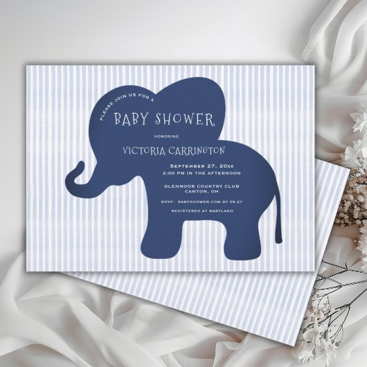 Invitation Bleu Eléphant de la Marine Cute Baby shower de la 