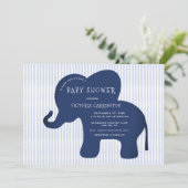 Invitation Bleu Eléphant de la Marine Cute Baby shower de la  (Debout devant)