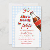 Invitation Bleu Elle est prête à faire du Baby shower de soda (Devant)