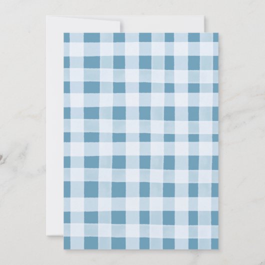 Invitation Bleu En vichy Petit Citrouille Anniversaire (Dos)