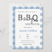 Invitation Bleu En vichy Plaid BBQ Bébé Couples Douche (Devant)
