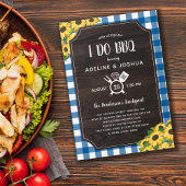 Invitation Bleu En vichy tournesol I Do BBQ Douche Couple
