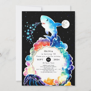Invitation Bleu Enchanted Enfants Requin Anniversaire