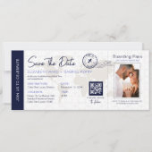 Invitation Bleu Enregistrer la date Code QR de mariage de des (Devant)