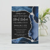Invitation Bleu et Argent Faux Parties scintillant Agate Swee (Debout devant)