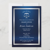 Invitation Bleu et argent Logo de justice Diplôme de l'école  (Devant)