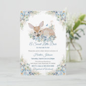 Invitation Bleu et beige Baby shower aux cerfs (Debout devant)