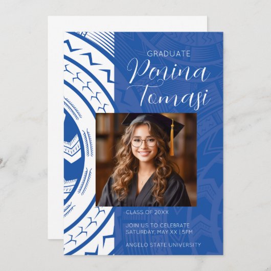 Invitation Bleu et blanc (Devant / Derrière)