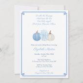 Invitation Bleu Et Blanc Automne Jumeaux Baby shower Petits G (Devant)
