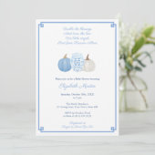 Invitation Bleu Et Blanc Automne Jumeaux Baby shower Petits G (Debout devant)