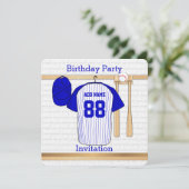 Invitation Bleu et blanc Baseball Jersey Anniversaire (Debout devant)