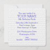 Invitation Bleu et blanc Baseball Jersey Anniversaire (Dos)