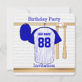 Invitation Bleu et blanc Baseball Jersey Anniversaire (Devant)