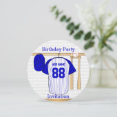 Invitation Bleu et blanc Baseball Jersey Anniversaire (Debout devant)