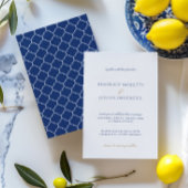 Invitation Bleu et blanc classique Mariage carrelage méditerr