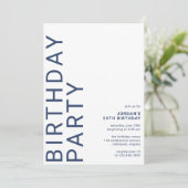 Invitation Bleu et blanc | Cool Moderne N'importe quel âge An (Debout devant)