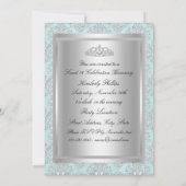 Invitation Bleu et blanc Damas doux 16 annonces (Dos)