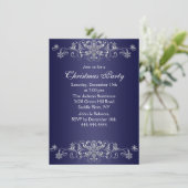 Invitation bleu et blanc de fête de Noël de flocon (Debout devant)