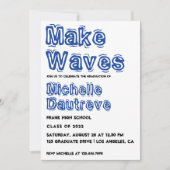 Invitation Bleu et blanc de la fête de graduation de la typog (Devant)