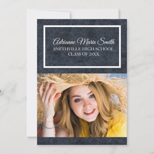 Invitation Bleu et blanc de la Marine Photo Graduation Trunk (Devant)