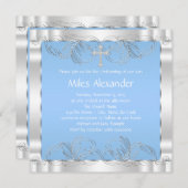 Invitation Bleu et blanc élégant (Devant / Derrière)