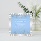 Invitation Bleu et blanc élégant (Debout devant)