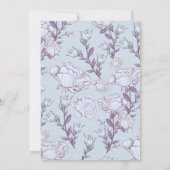 Invitation Bleu et blanc Fête des mariées florale bordée (Dos)