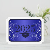 Invitation Bleu et blanc Frame Graduation Party (Debout devant)