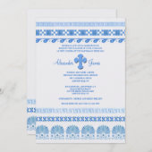 Invitation Bleu et blanc grec  (Devant / Derrière)