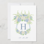 Invitation Bleu et blanc Hydrangea Crest Téléchargeable (Devant)