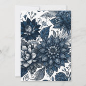 Invitation Bleu et blanc Mariage floral en verre de Bohême (Dos)