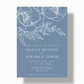 Invitation Bleu et blanc | Mariage floral simple