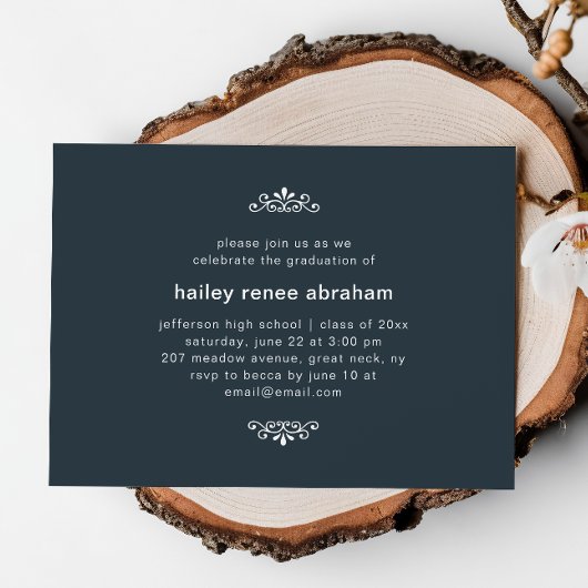 Invitation Bleu et Blanc Photo Graduation Party