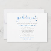 Invitation Bleu et blanc Simple Photo Graduation Party (Dos)