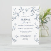 Invitation Bleu et blanc toile française Douche nuptiale (Debout devant)