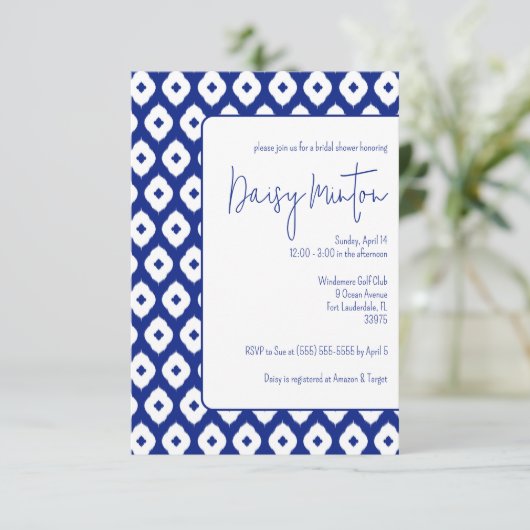 Invitation Bleu et blanc traditionnel thaïlandais Ikat Fête d (Debout devant)