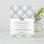 Invitation Bleu et bronzage simplement plaqué avec Mariage Mo (Debout devant)
