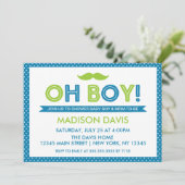 Invitation Bleu et citron vert Polka Dot Oh Baby shower garço (Debout devant)