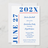 Invitation Bleu et Crimson Graduation Party (Devant)