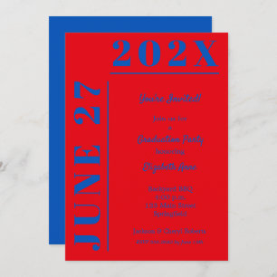 Invitation Bleu et Crimson Graduation Party