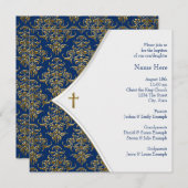 Invitation Bleu et Croix d'or (Devant / Derrière)