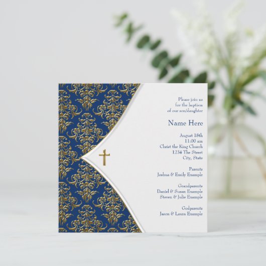 Invitation Bleu et Croix d'or (Debout devant)