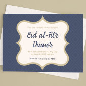 Invitation Bleu et diamant d'or avec motif Aïd al-Fitr