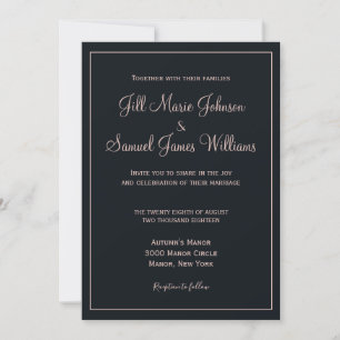 Invitation Bleu et Dusty Rose Mariage