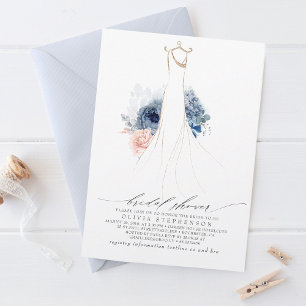 Invitation Bleu et Fleurs bleues et bleues Robe Fête des mari