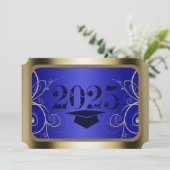 Invitation Bleu et Gold Frame Graduation Party (Debout devant)