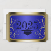Invitation Bleu et Gold Frame Graduation Party (Devant)