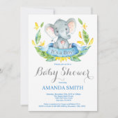 Invitation Bleu et gris d'invitation de baby shower (Devant)