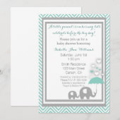 Invitation Bleu et gris d'invitation de baby shower (Devant / Derrière)