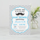 Invitation Bleu et gris d'invitation de baby shower de (Debout devant)